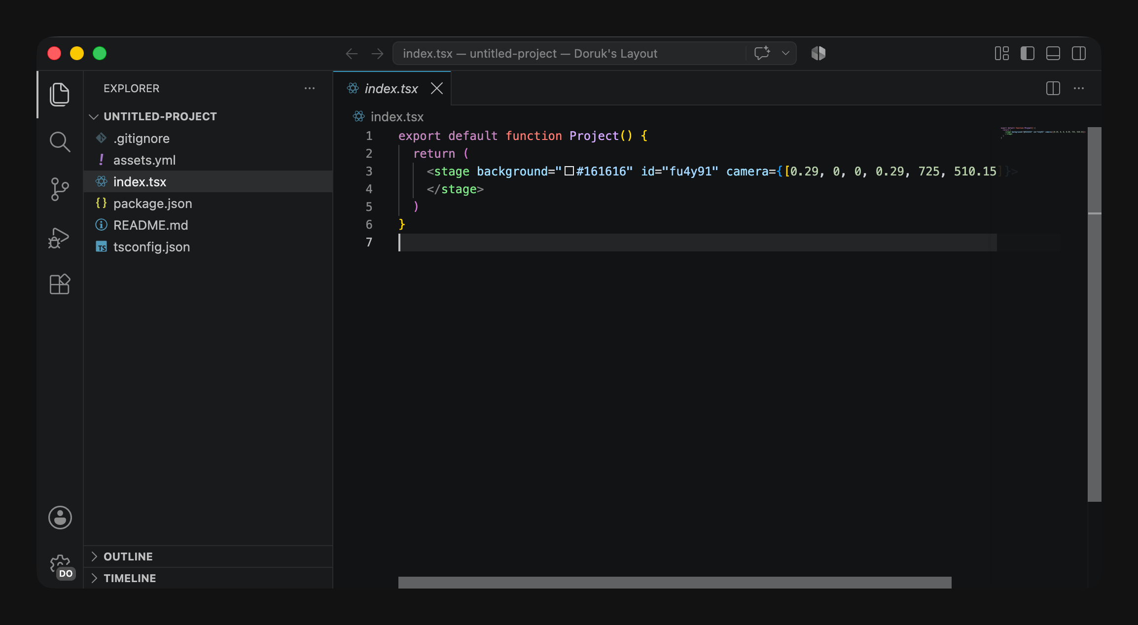 A new Diffusion Studio project open in a code editor, showing index.tsx and the project files.